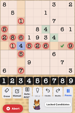 Locked Candidates example in Sudoku